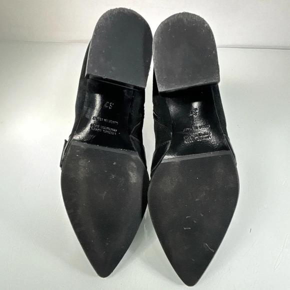 Napoleoni Black Suede Pointed Toe Adjustable Strap Detail Ankle Boots Size 37 - Picture 8 of 11